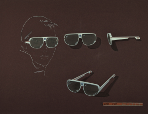 Cretin Billet, 1978, Studio occhiali da sole B4060 Tempera e pastello su cartoncino