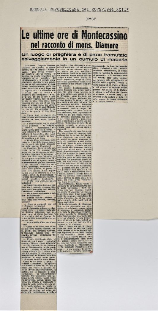Articolo su Brescia repubblicana del 20 febbraio 1944 n. 35