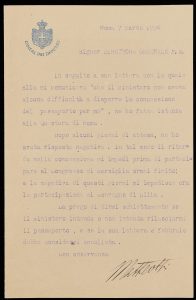 Lettera di reclamo di Matteotti per il passaporto negato, 7 marzo 1924