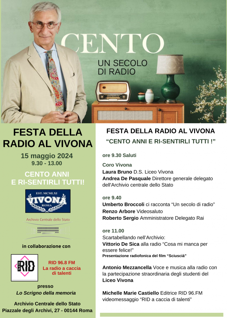 Festa della radio 2024. Cento anni e ri-sentirli tutti! con il Liceo Vivona di Roma
