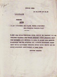 ACS, PS, 1921, Risposta del Ministro Giolitti del 14 marzo 1921, b. 109