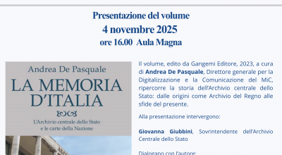 Presentazione del volume La Memoria d’Italia – L’Archivio centrale dello Stato e le carte della Nazione, Gangemi Editore, 2023