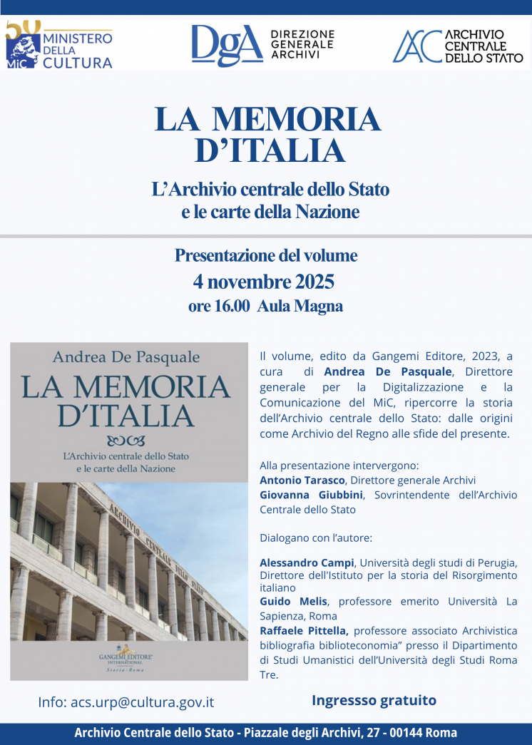 locandina presentazione la memoria d'italia