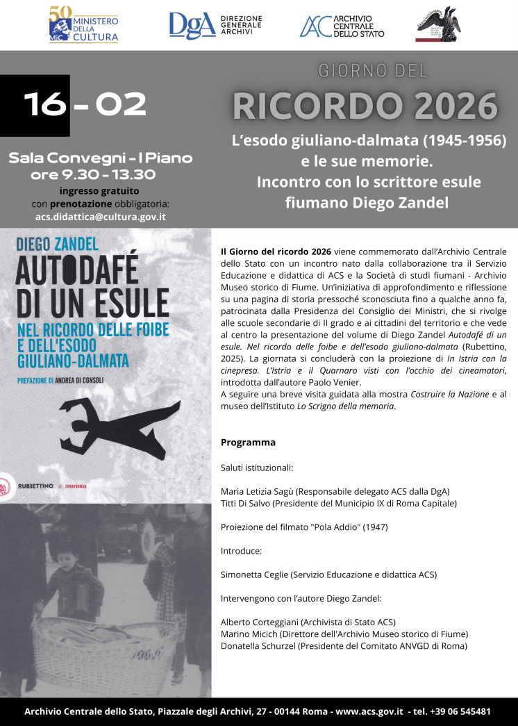 locandina giorno del ricordo 2026